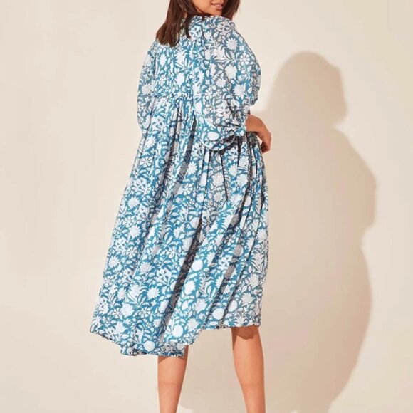 Floral fashion loose plus-size casual summer dress with mid-sleeve - Picture 4 of 4